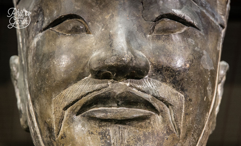 Close up of terracotta warrior face