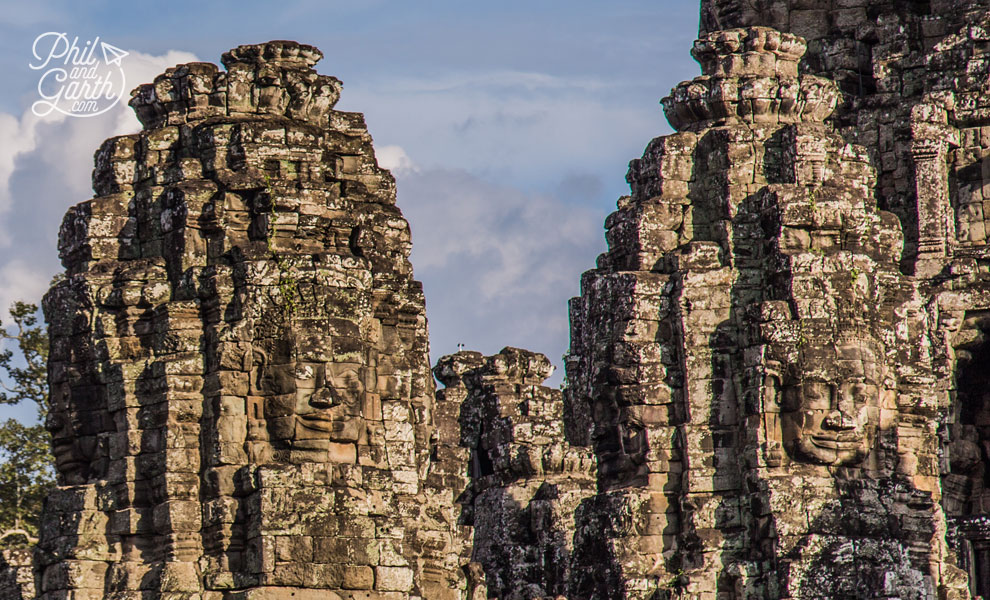 The Bayon's faces really stand out with shadows from the sunshine