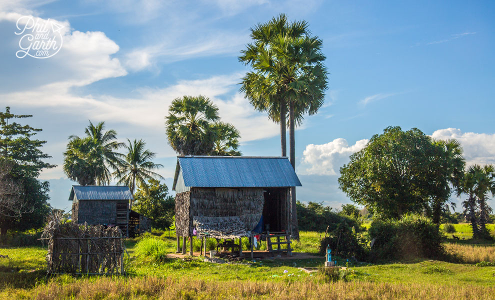 Basic living accommodation - walls made from palm leaves to keep them cool