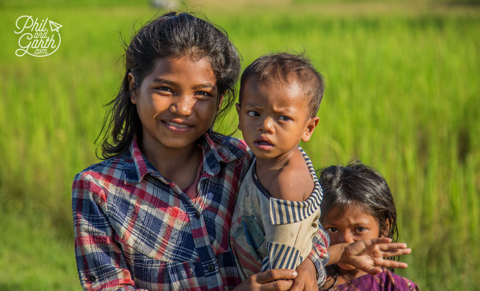 The farmer's children kindly posing for photographs, people are so friendly here