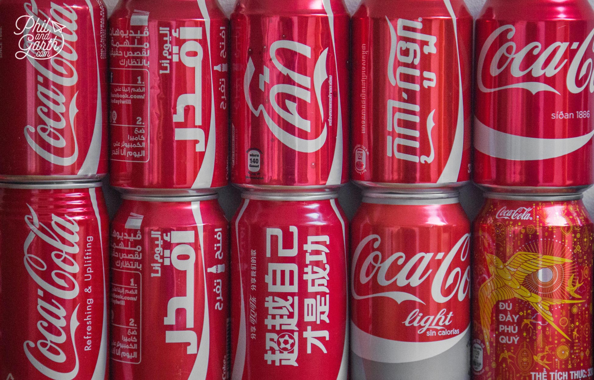 We collect Coca-Cola cans from different countries