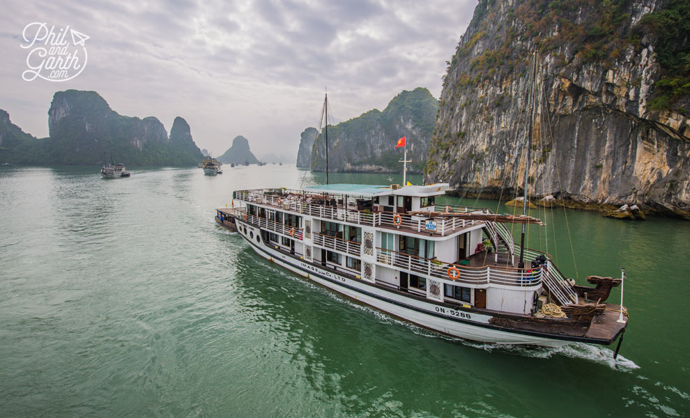 One of the many cruise boats in the bay