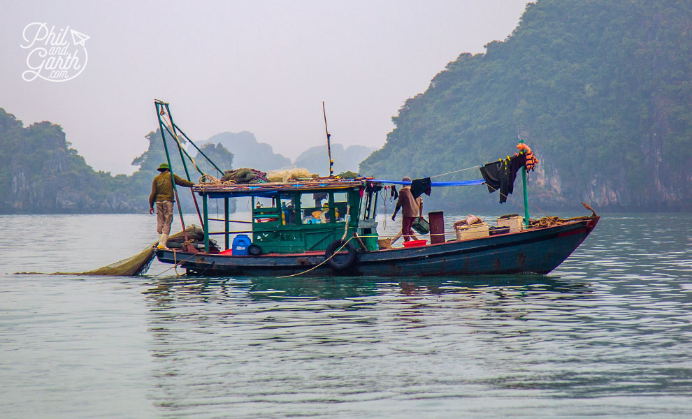 Fishermen bringing in their catch of the day