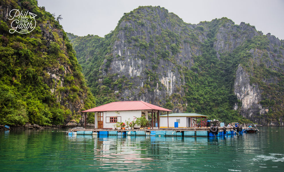 A floating home within the Cua Van fishing village