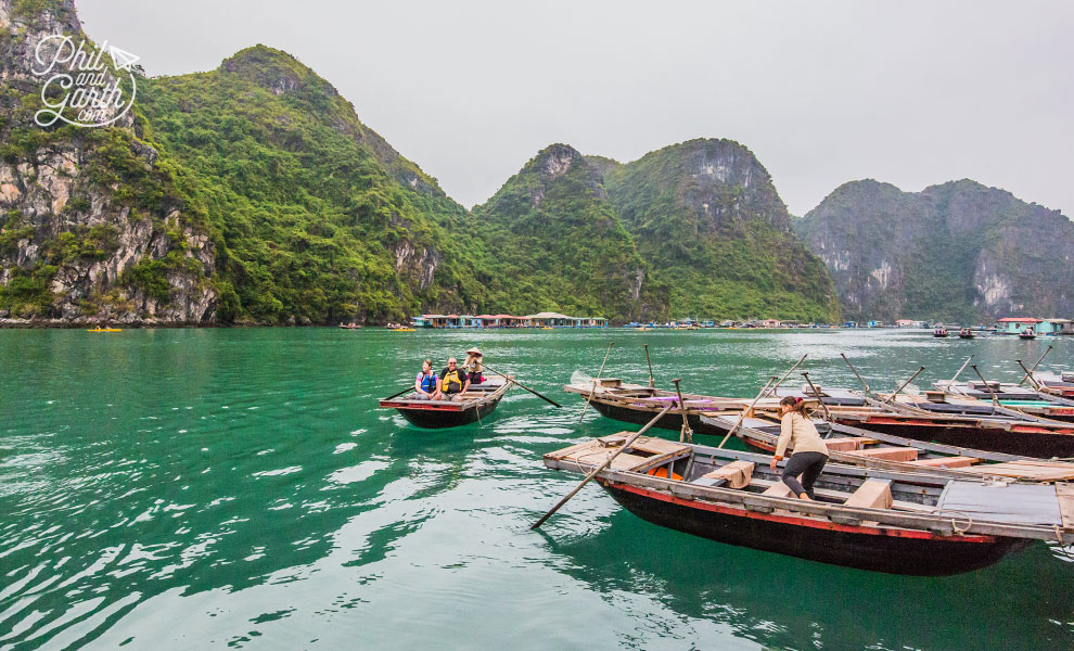 Sampan boats made from bamboo