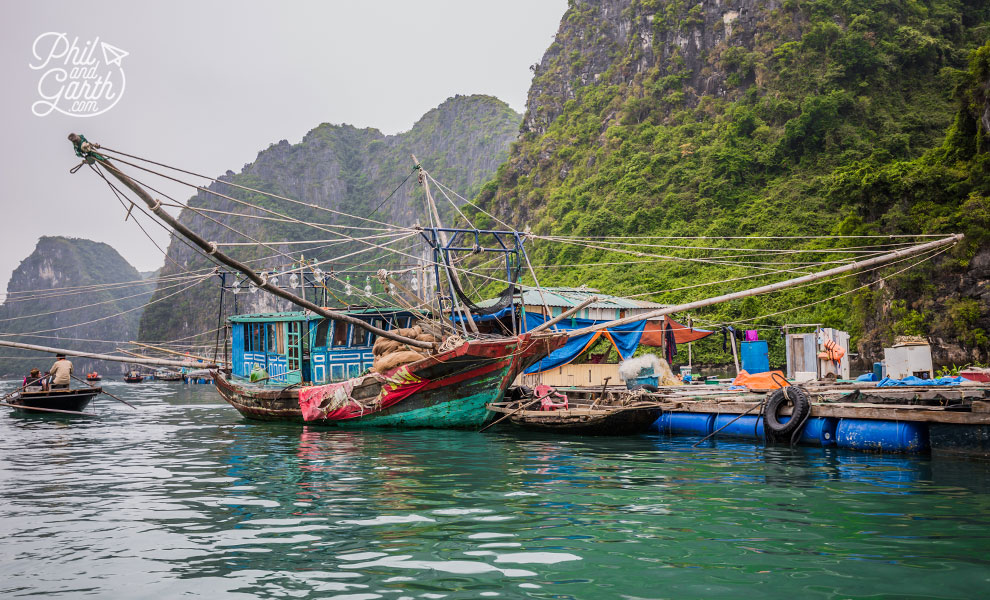 Fishing net boat with lights