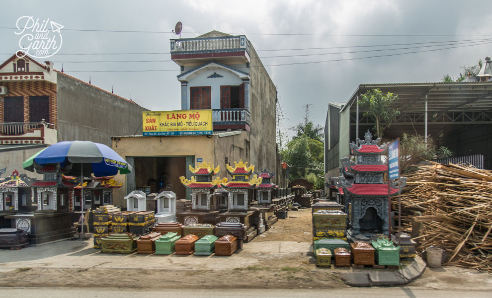 Roadside shops on our way back to Hanoi