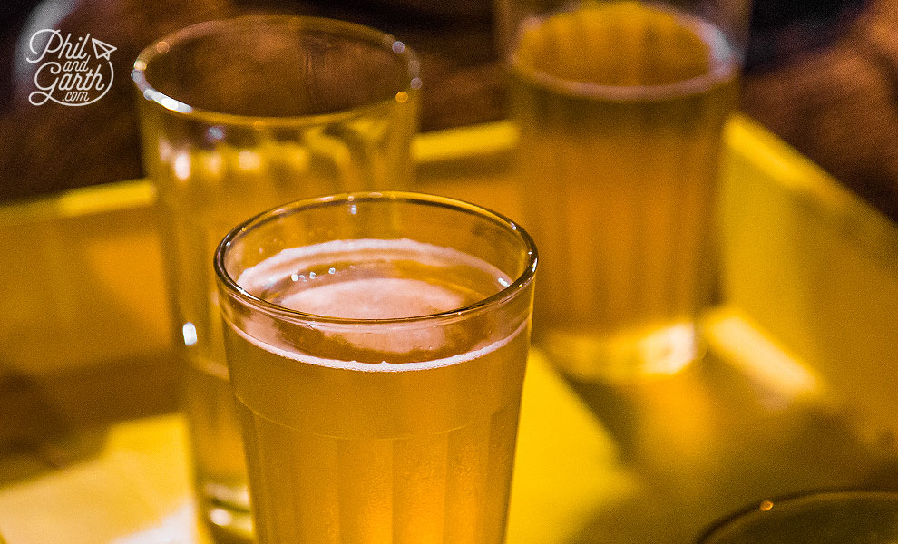 Glasses of Bia Hoi, the world's cheapest beer