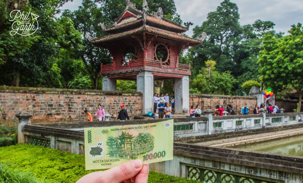 The Temple of Literature as featured on the 100,000 Dong banknote