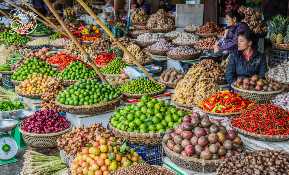 Colourful scenes of limes, chillies, ginger and shallots