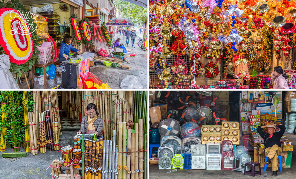 Hanoi's Old Quarter's themed shopping streets