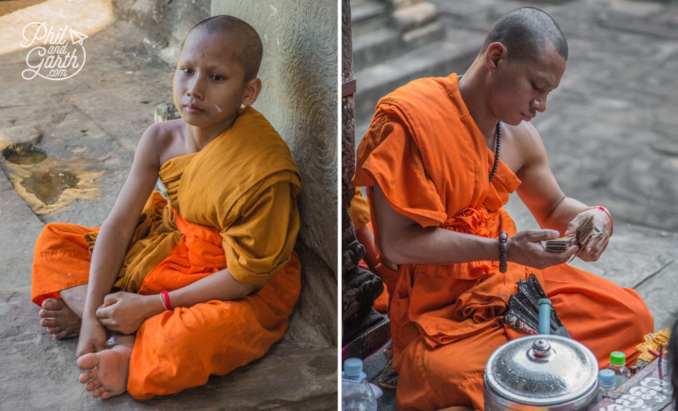 Monks inside Angkor Wat