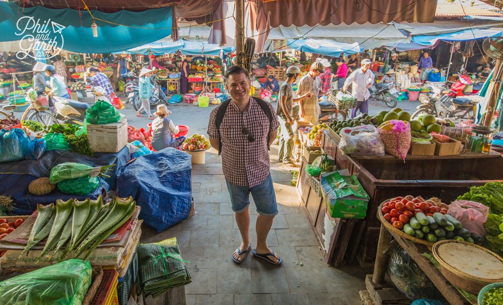 Phil inside the fruit and veg market