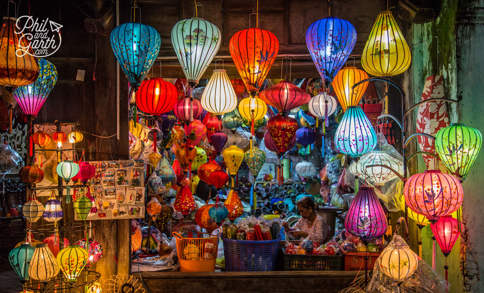 Silk lantern shop at night