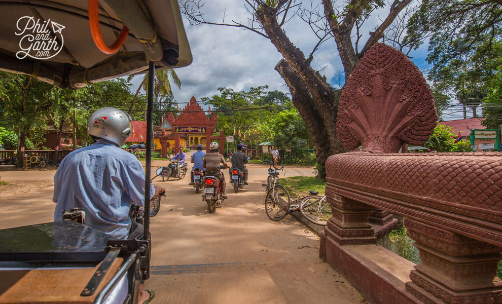 Crossing a snake bridge in Siem Reap