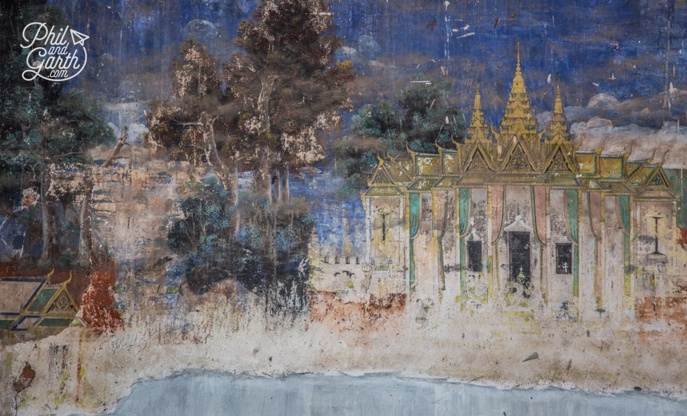 Old Khmer art on a compound wall