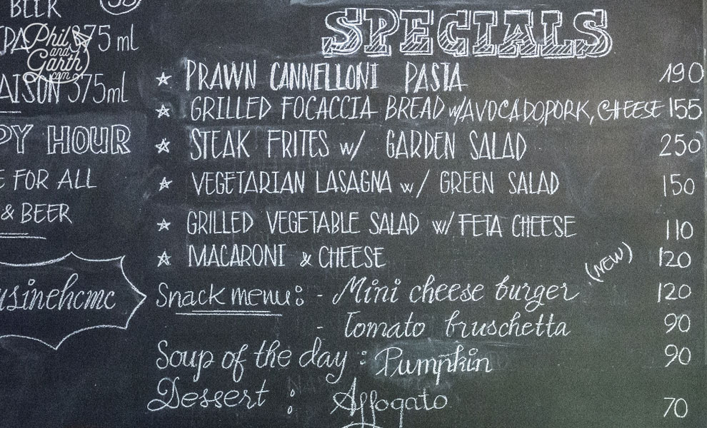 A look at the specials board