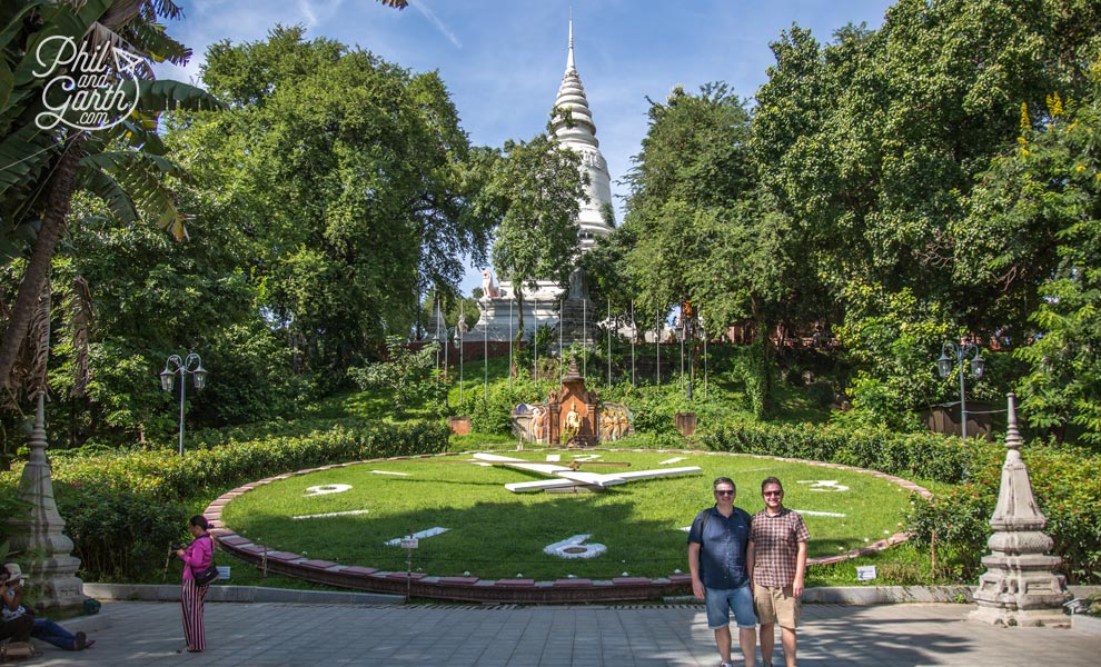 Phil and Garth at the Floral Clock, Wat Phnom