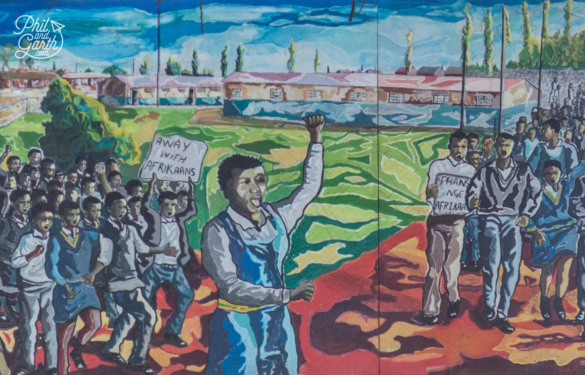 'Marching For Freedom' - an artwork depicts the scene of local schoolchildren