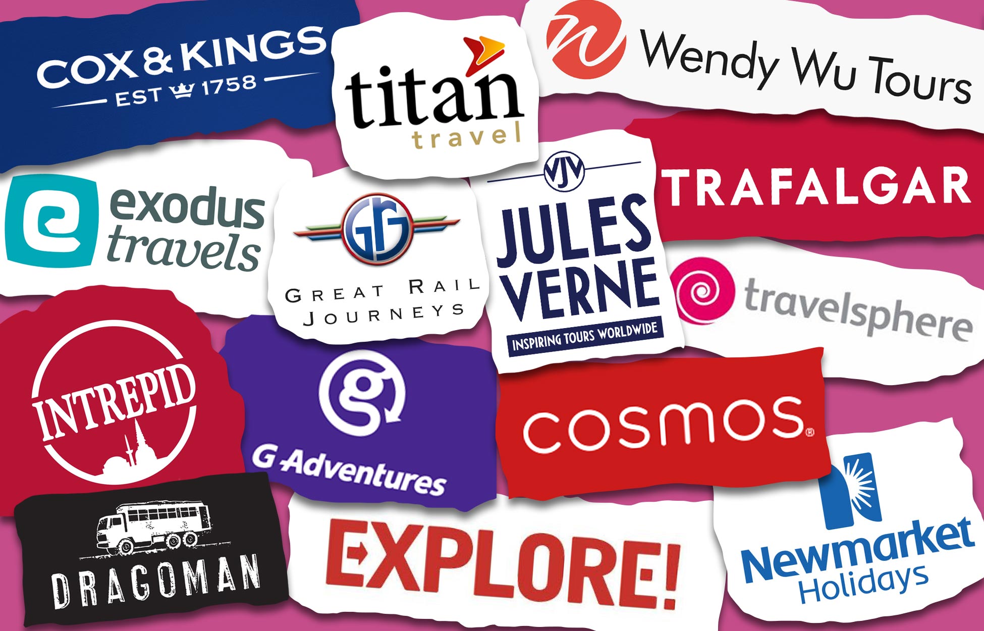 A selection of logos from the best small group tour companies & providers for booking an escorted tour.