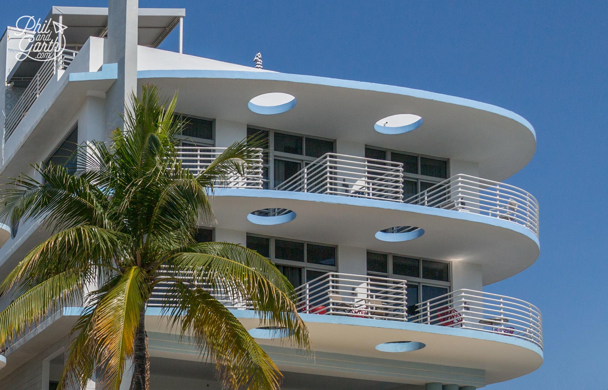 This building on Ocean Drive is an example of Miami Modern (MiMo) design