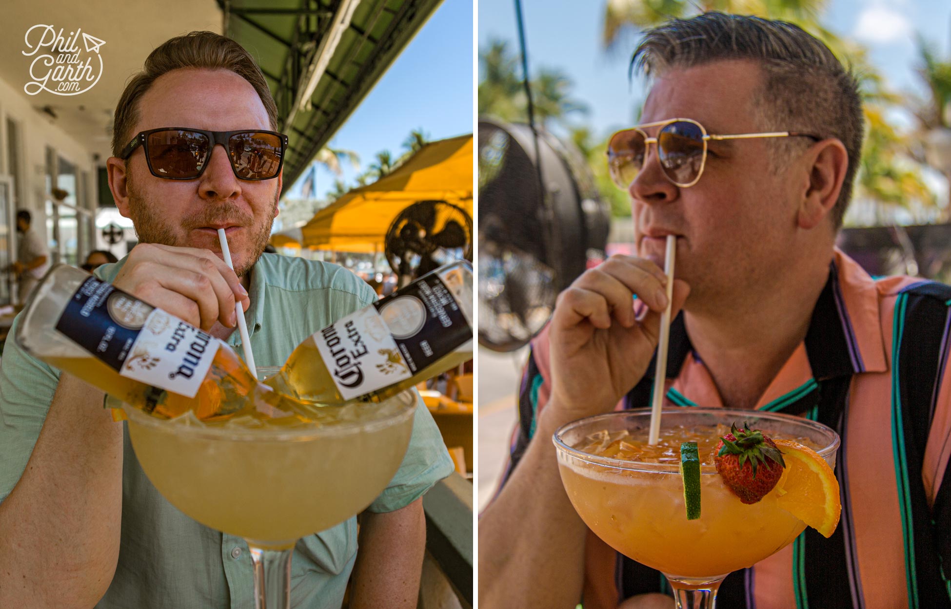 Garth has a huge Mexican Bulldog cocktail and Phil enjoys a Mai Tai