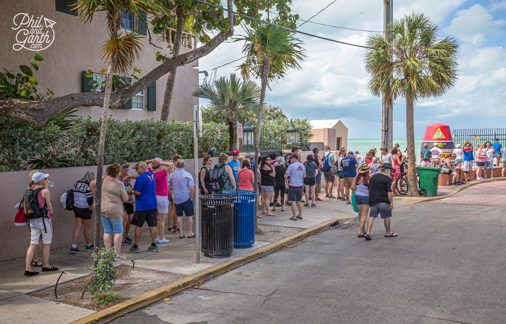 The long queue for photos at the Southernmost Point Buoy