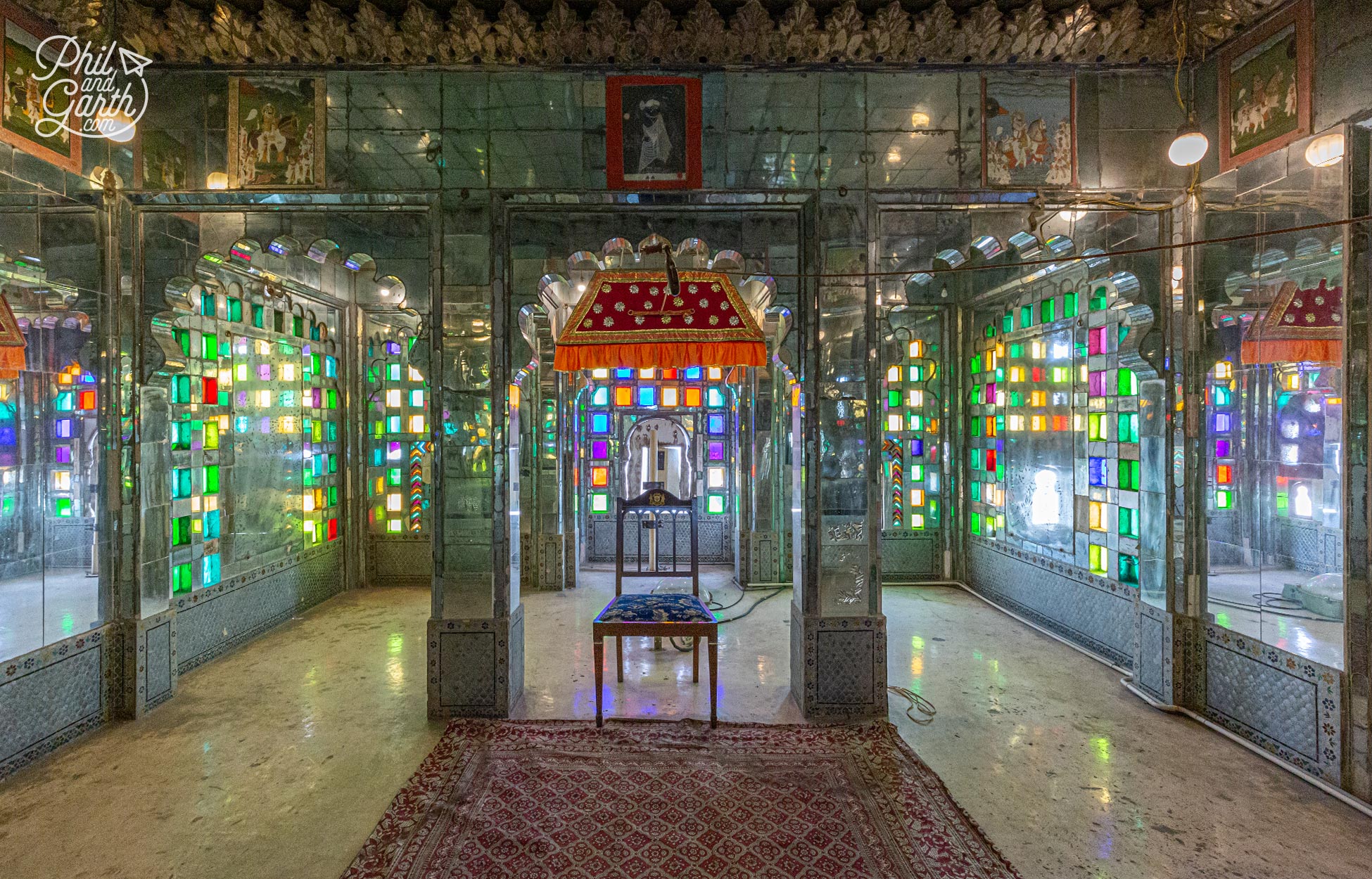 Manak Mahal (The Ruby Palace) The light in this room from the coloured stained glass and mirrored walls is stunning