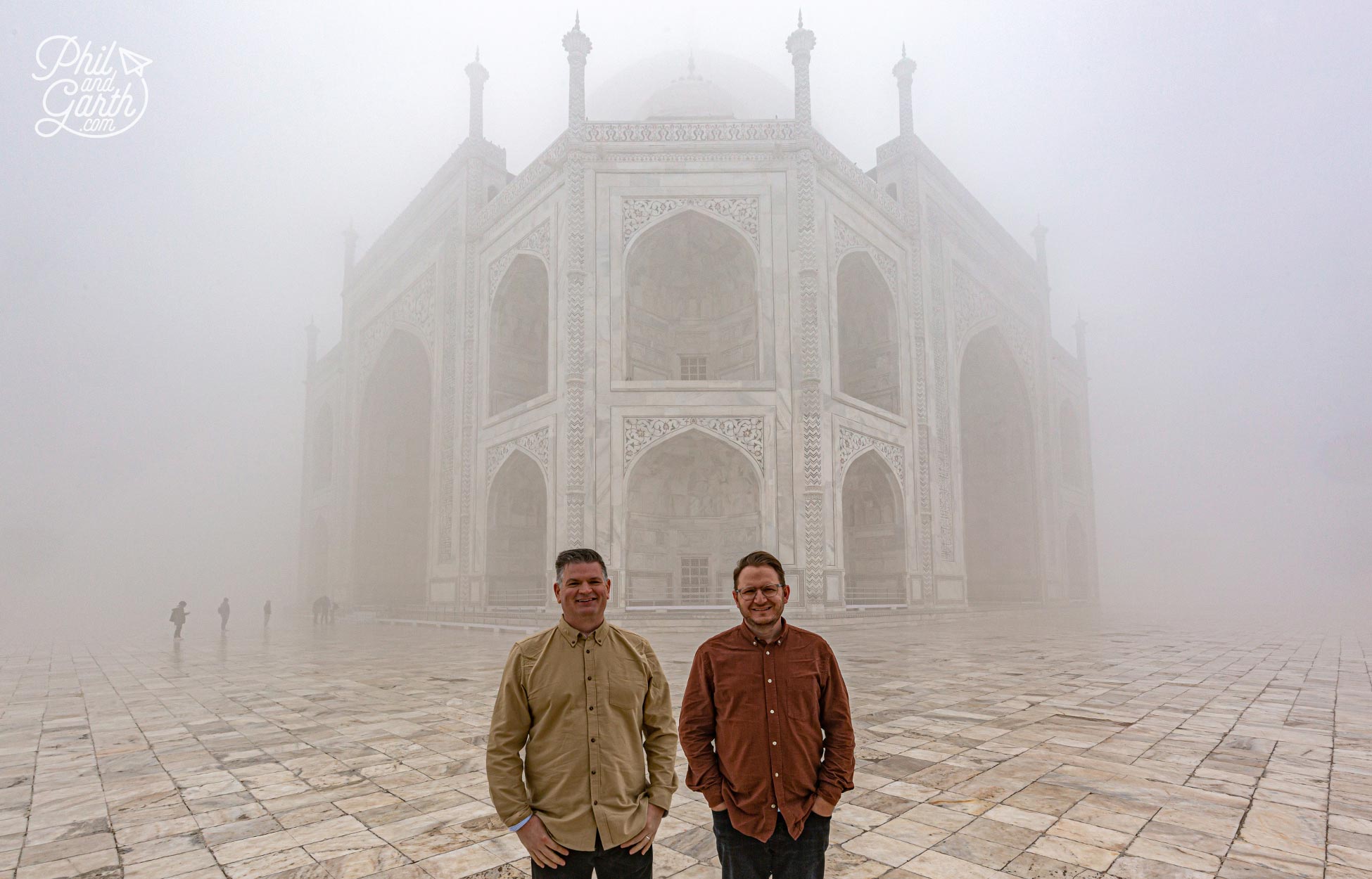 Phil and Garth stood on the upper terrace of the Taj Mahal