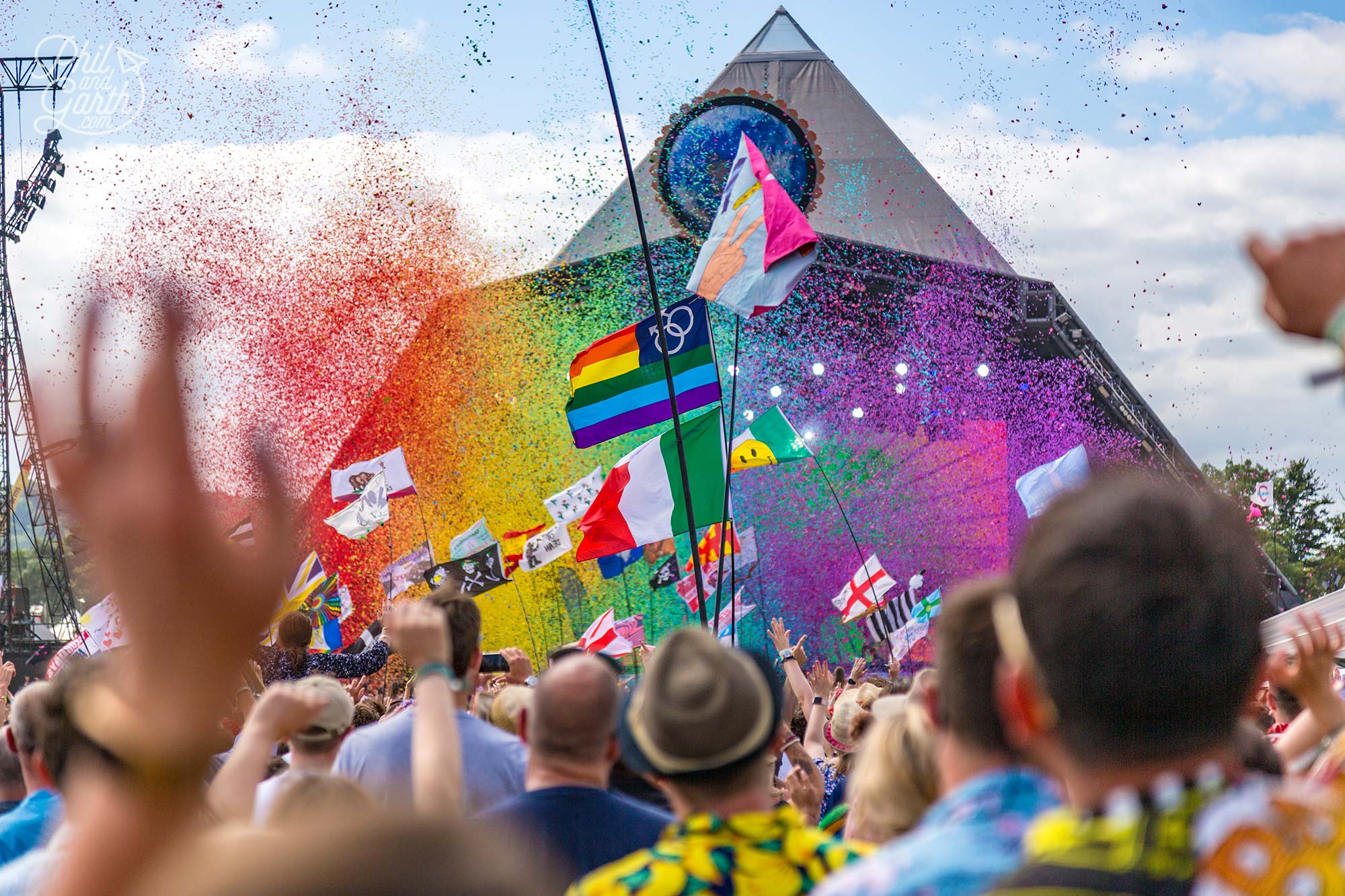 Colourful scenes at the Glastonbury Festival of performing arts