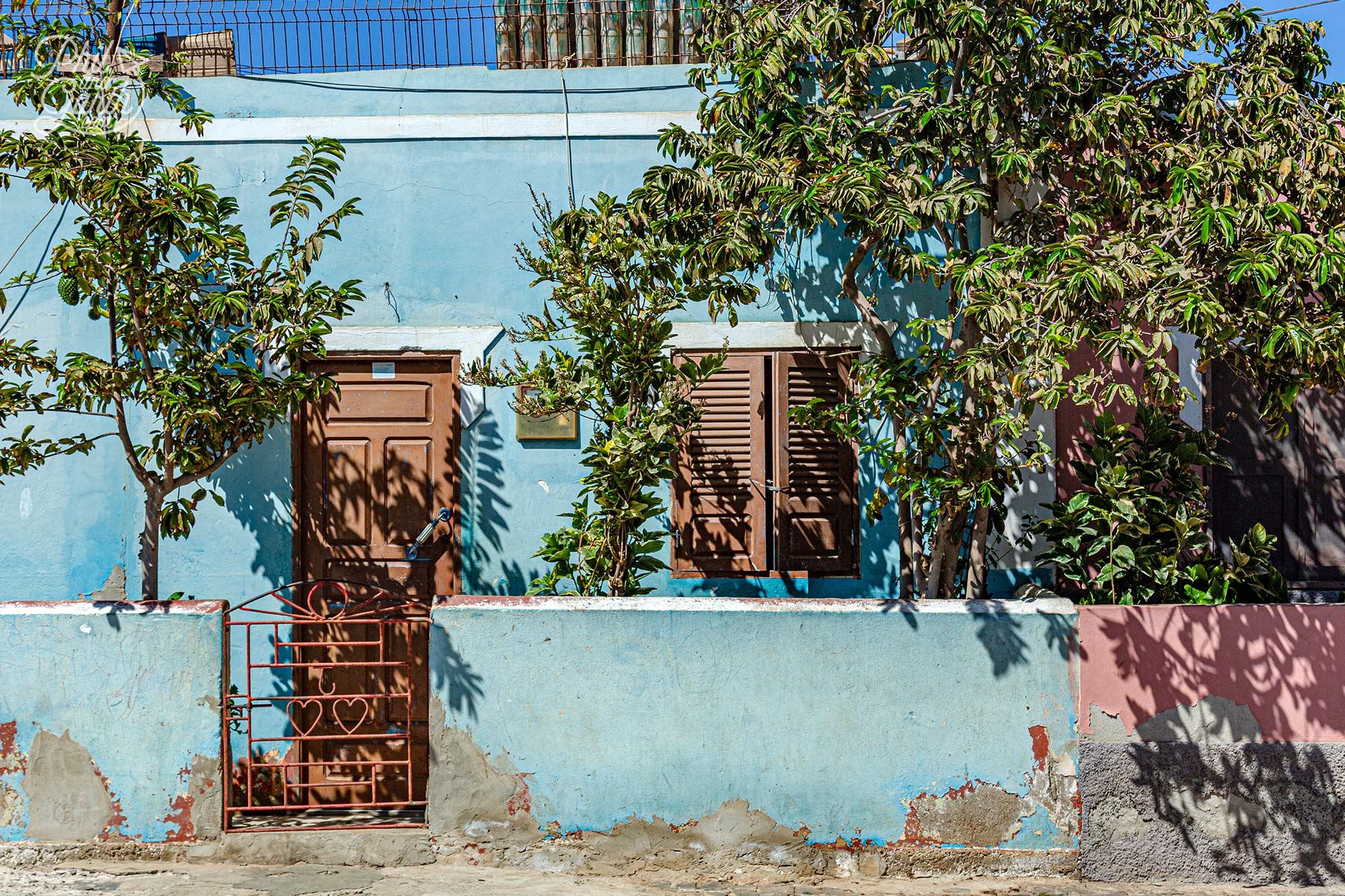 Love this pale blue painted home