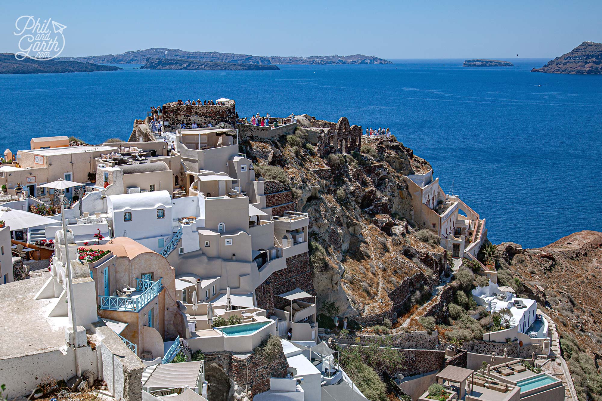 Oia Castle in Santorini is a renowned sunset viewpoint