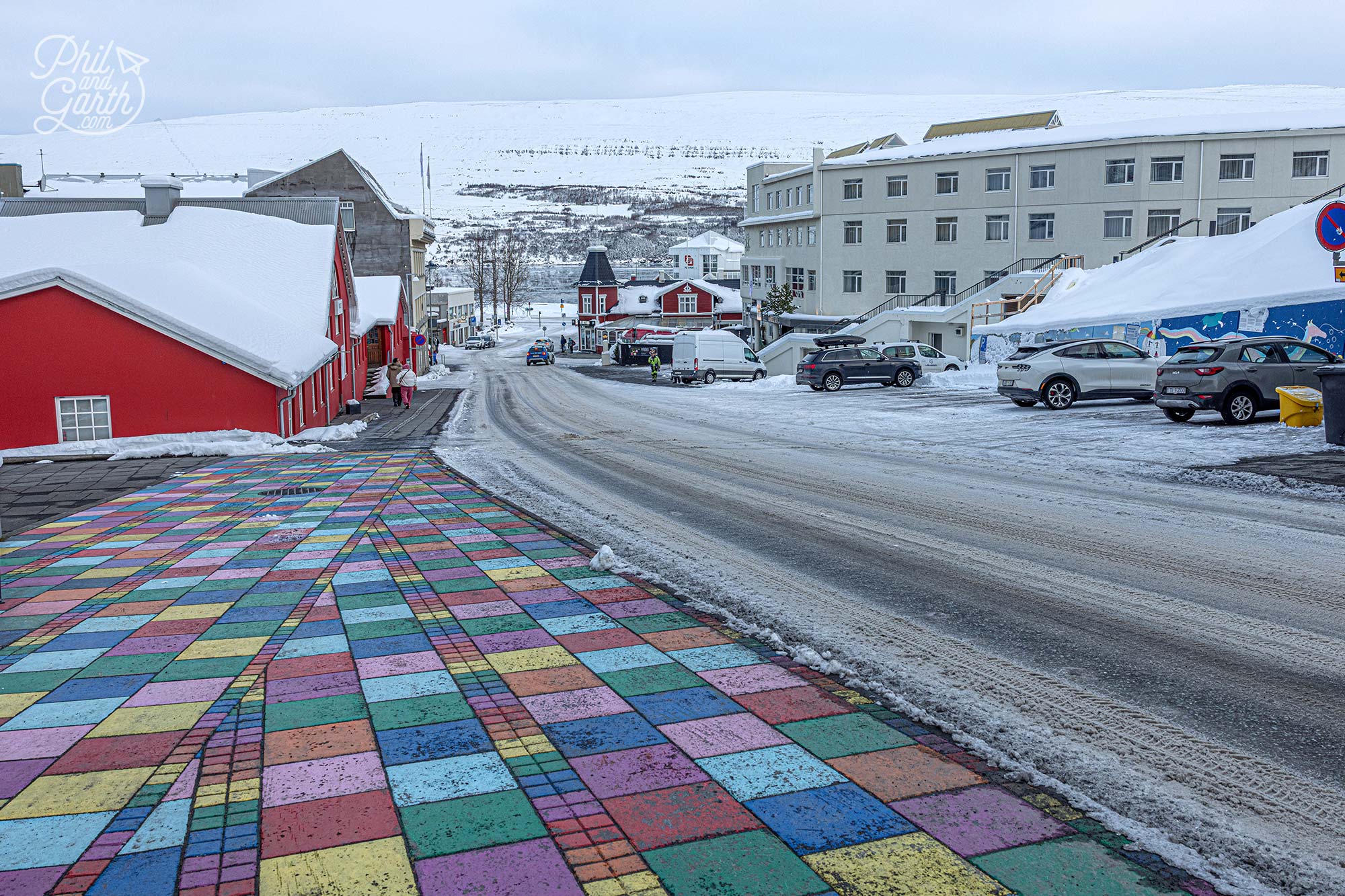 You cant miss the colourful pavement of Art Street