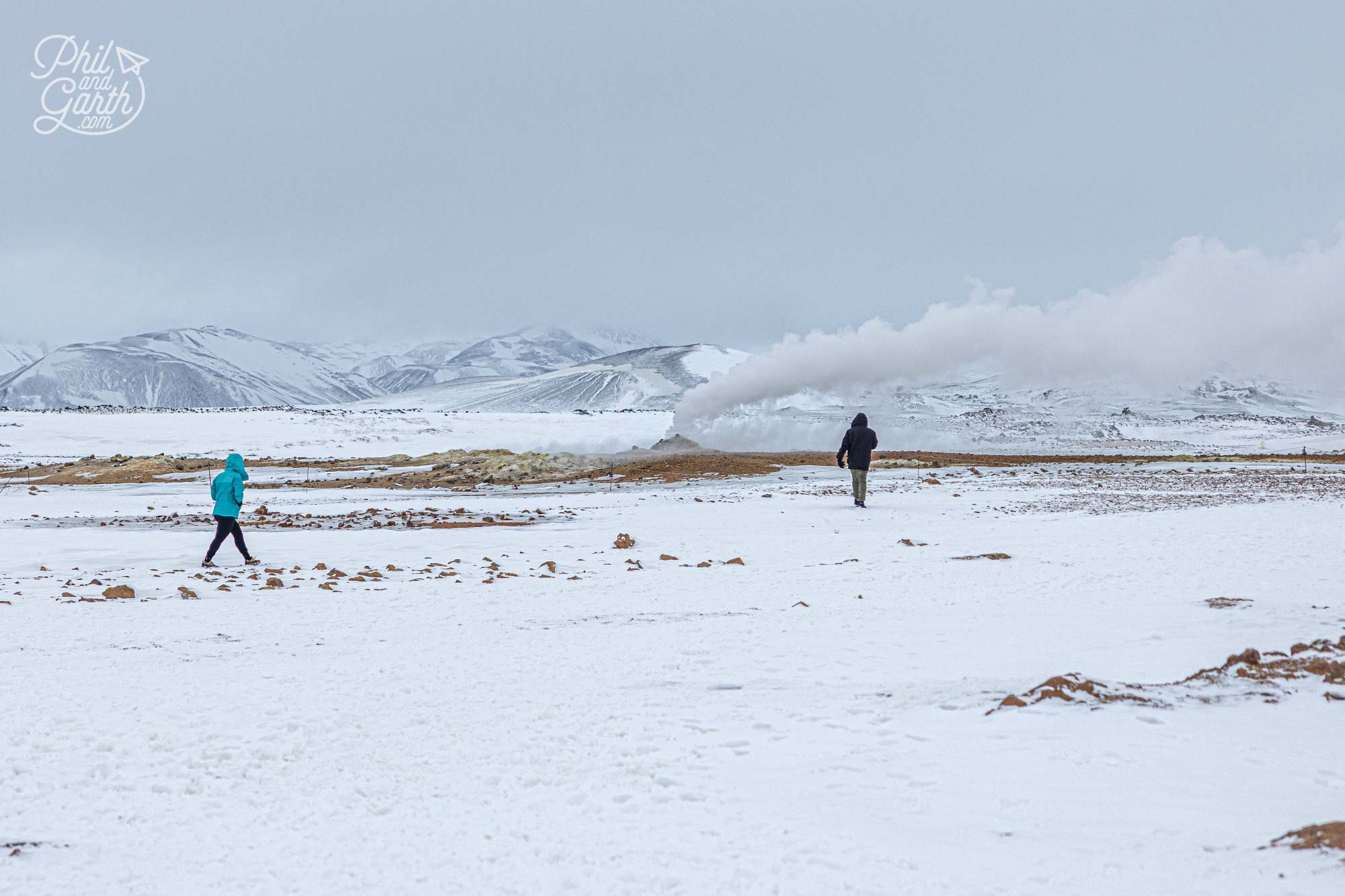 A steaming fumarole venting hot gases in the geothermal area of Hverir