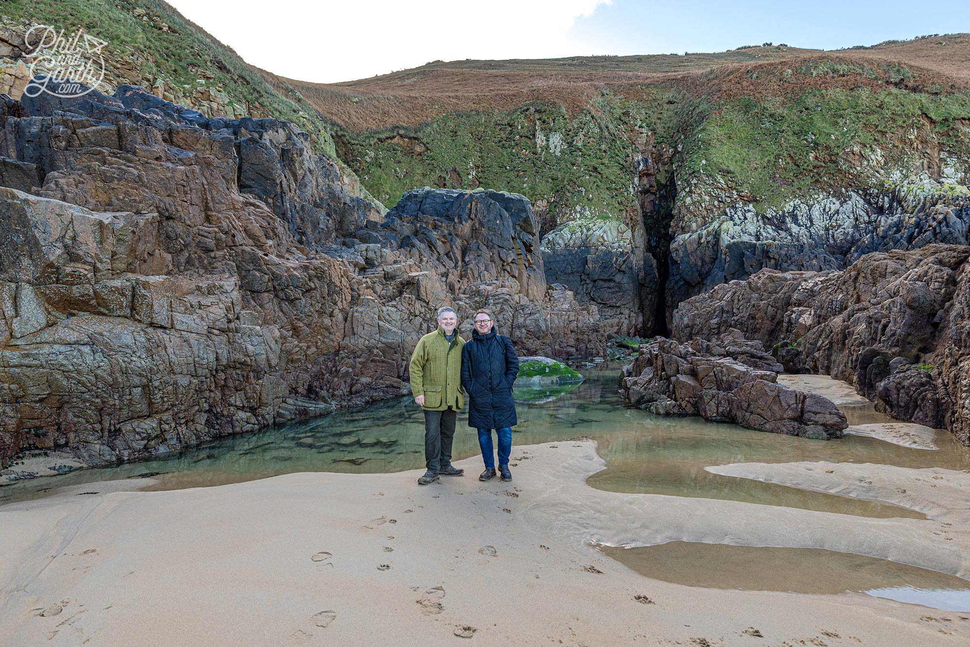 Crystal-clear rock pools at Plémont Bay, perfect for exploring