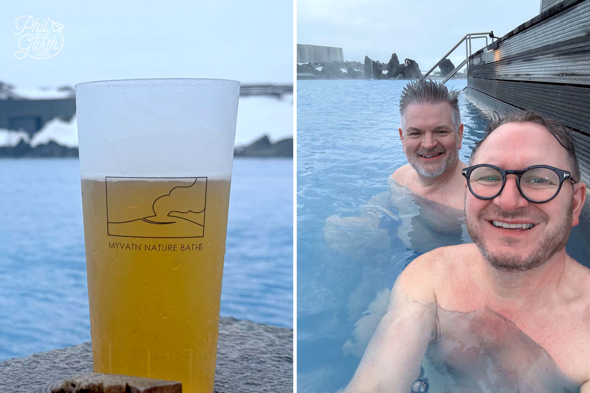 Enjoying the water and beer at the Mývatn Nature Baths