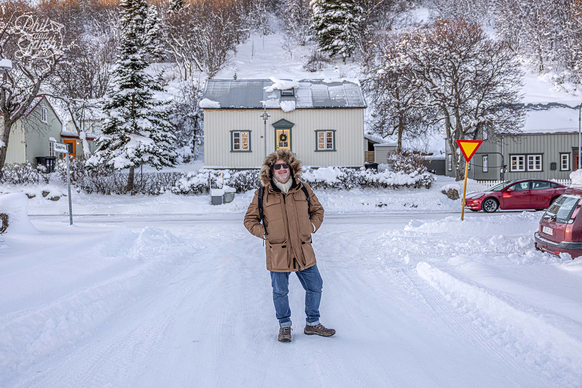 Phil on a cute street in Akureyri’s Old Town